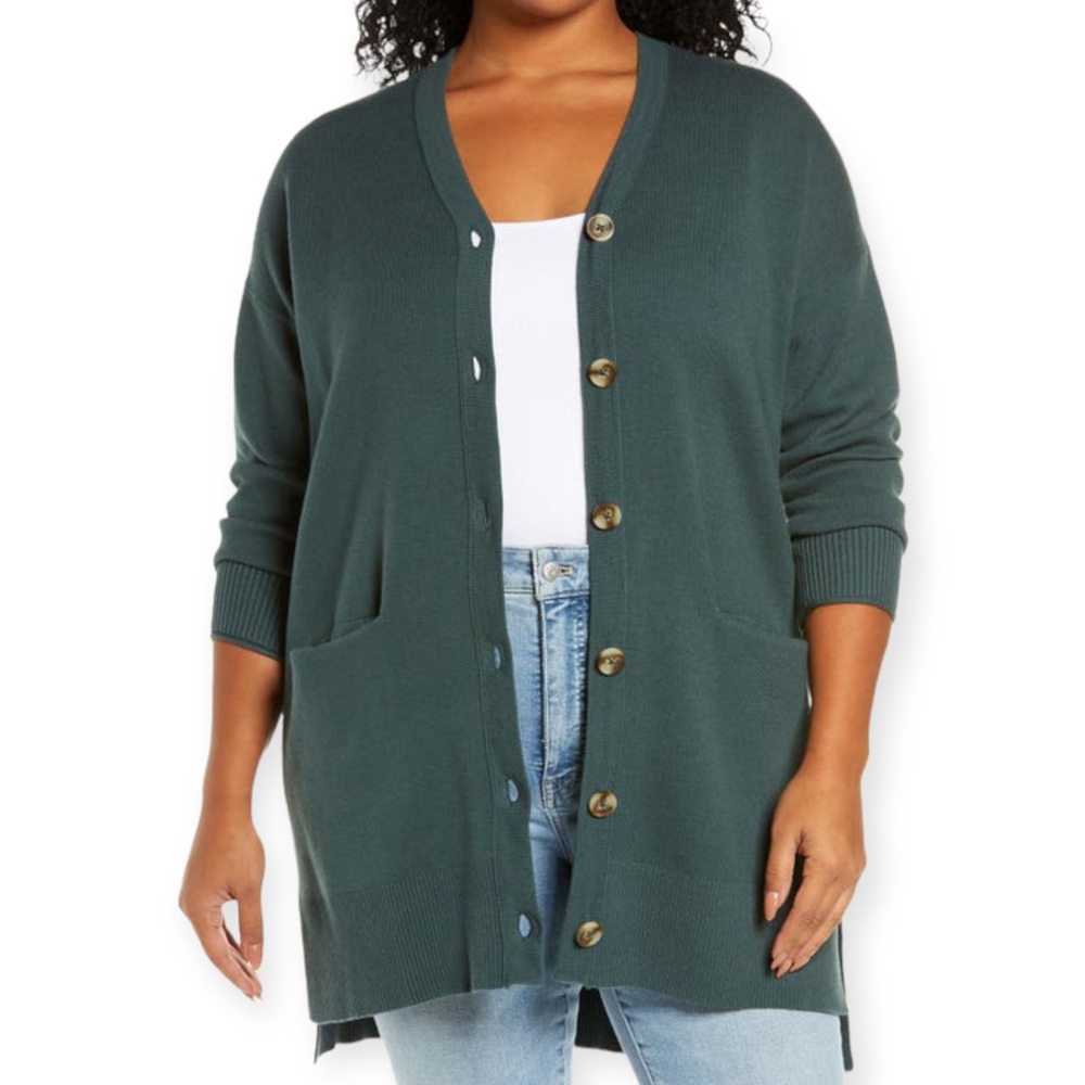 Madewell Miller Cardigan Sweater in Midnight Green Size 1X